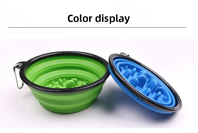 foldable slow feeder bowl for dogs and cats, portable anti-choking pet bowl with collapsible TPE design