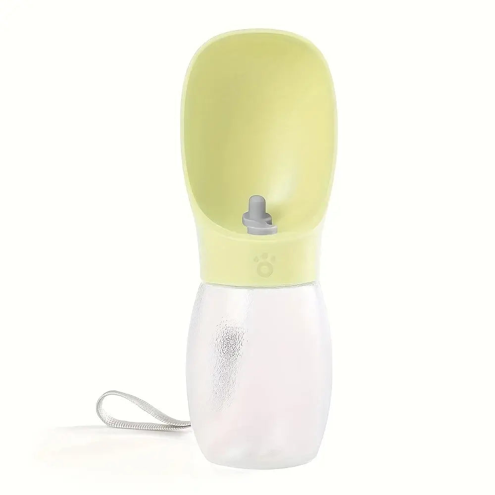 portable dog water bottle, light yellow plastic outdoor pet drinking bottle for dogs, universal travel water container