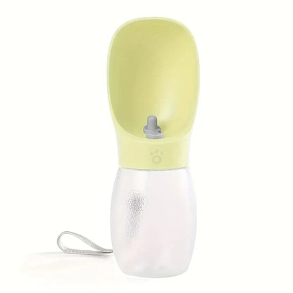portable dog water bottle, light yellow plastic outdoor pet drinking bottle for dogs, universal travel water container