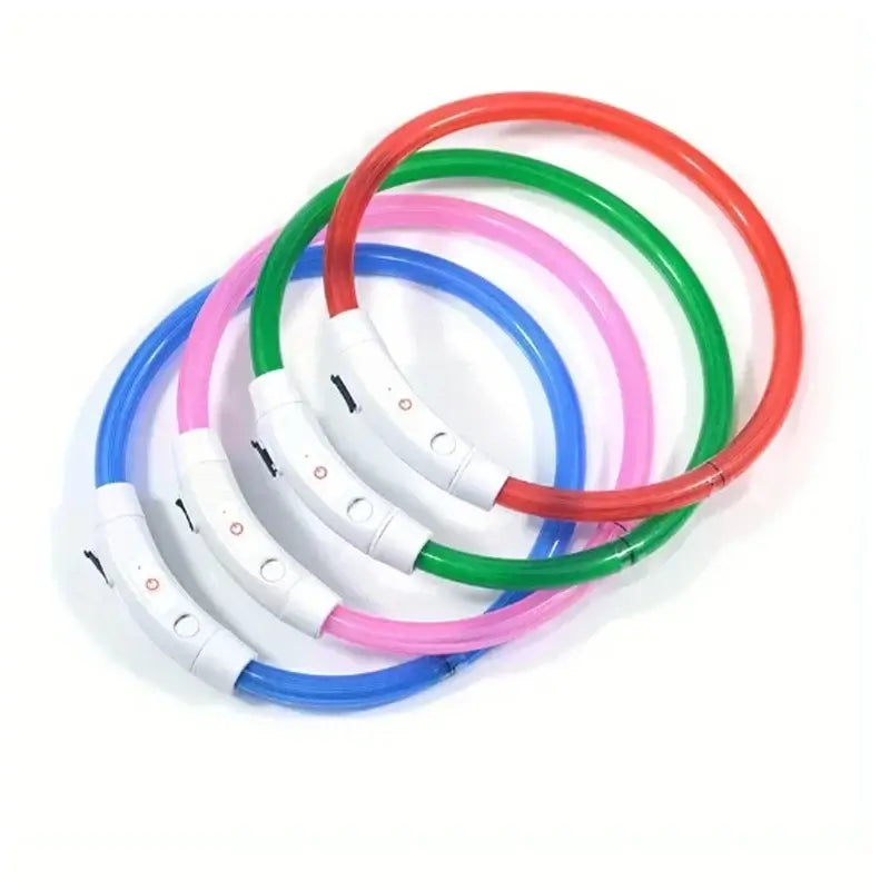 Colorful LED dog collar, USB rechargeable luminous pet necklace for S/M/L dogs, night safety anti-lost accessory