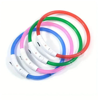 LED dog collar, USB rechargeable adjustable luminous pet collar for small, medium and large dogs night safety
