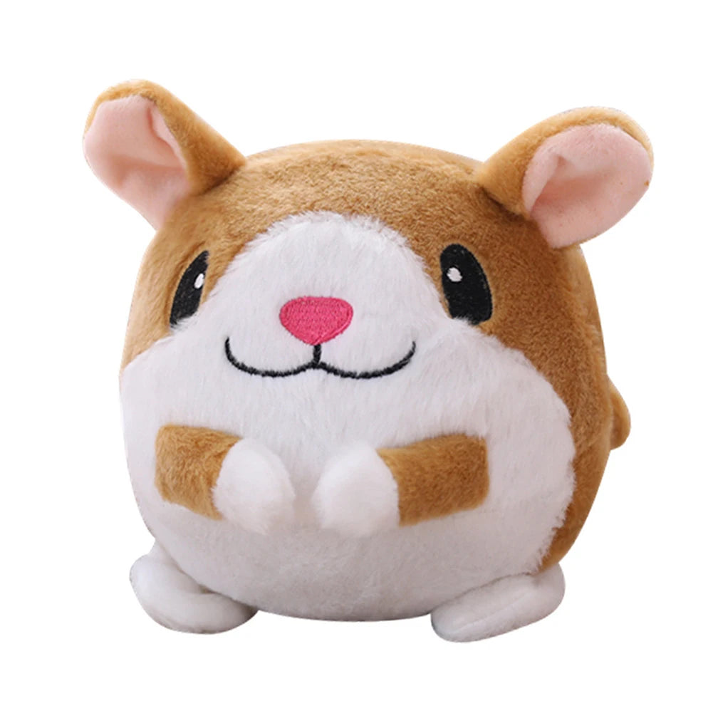 interactive squeaky dog toy plush hamster bouncing ball for small medium dogs, bite resistant, self-moving, indoor play