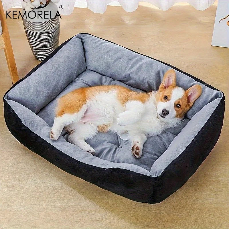 Orthopedic plush dog bed for small to large breeds, supportive white PP filled pet sofa for all-season comfort