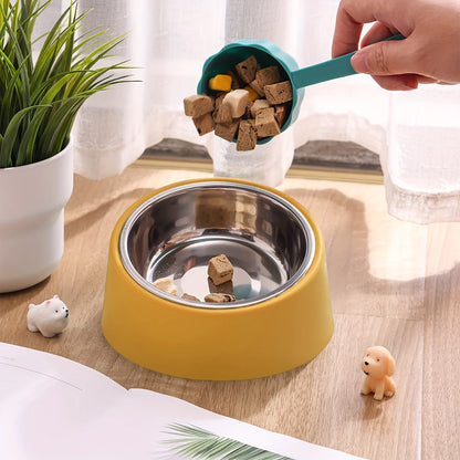 Pet Bowl, Slanted Mouth, Elevated Dog Bowl, Stainless Steel Dog Food Bowl with Bowl Rack, Water Basin, Durable and Detachable