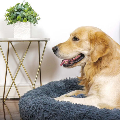washable donut dog bed, soft plush calming pet bed for large, medium, and small dogs