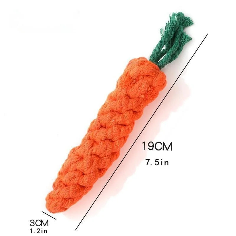carrot shape dog chew toy orange cotton rope knot toy, 19cm bite-resistant pet chew for dogs and cats