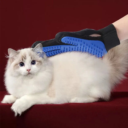 pet hair remover glove for cat grooming, deshedding massage brush to remove loose fur and clean pet hair