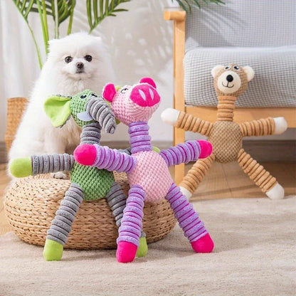 plush dog chew toy for small and medium dogs, cute stuffed animal teething toy for puppies, interactive playmate