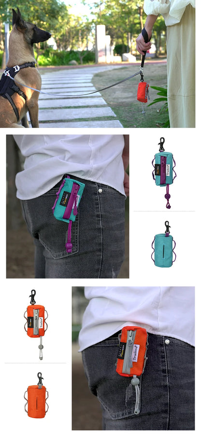 Truelove dog poop bag holder with carabiner, adjustable nylon dispenser clips to leash or belt for easy dog walks