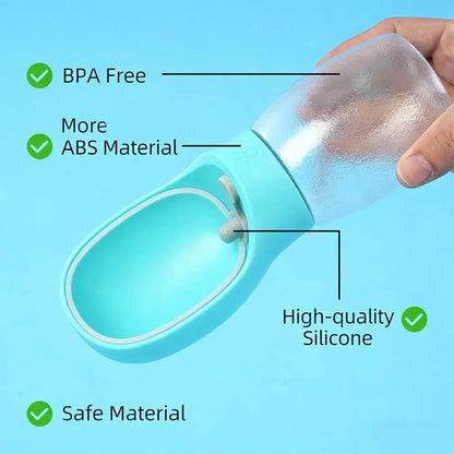 portable dog water bottle BPA free ABS material leakproof silicone travel pet drinking bowl