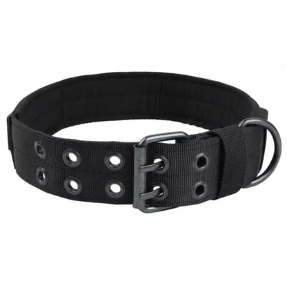 Reflective tactical dog collar, adjustable black nylon military collar with quick release buckle for training and heavy duty use