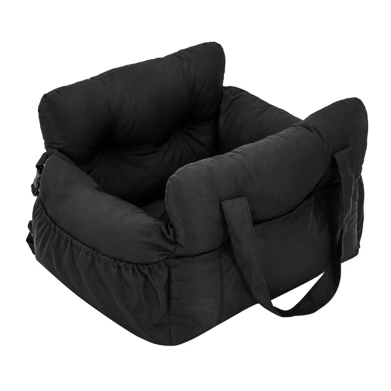 Dog Car Seat with Safety Belt - Non-Slip Pet Car Bed for Small Dogs, Washable Travel Carrier with Secure Straps for Safe Car.