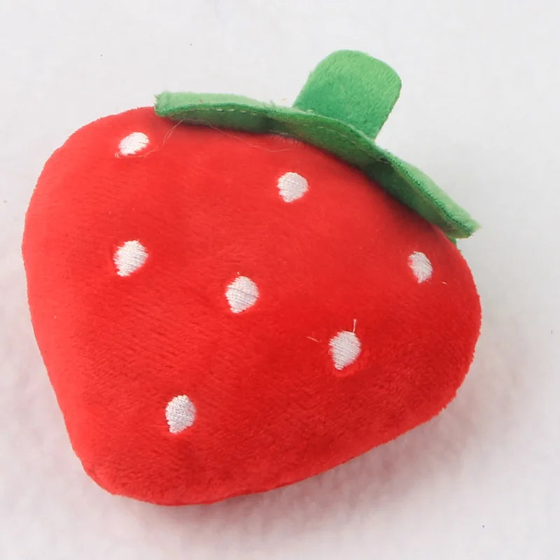 plush squeaky dog chew toy red strawberry fleece dog toy for small medium dogs aggressive chewers color I