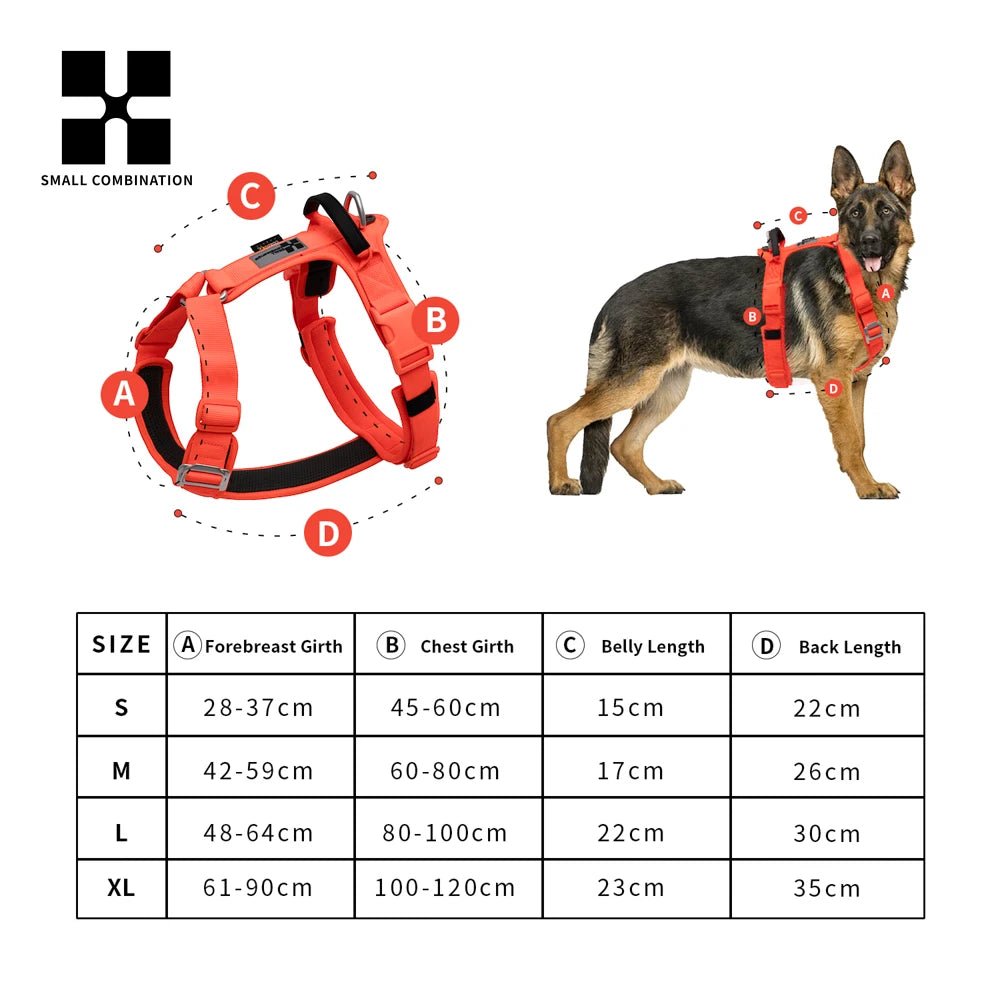 reflective no pull dog harness set adjustable padded vest for German Shepherd with size chart