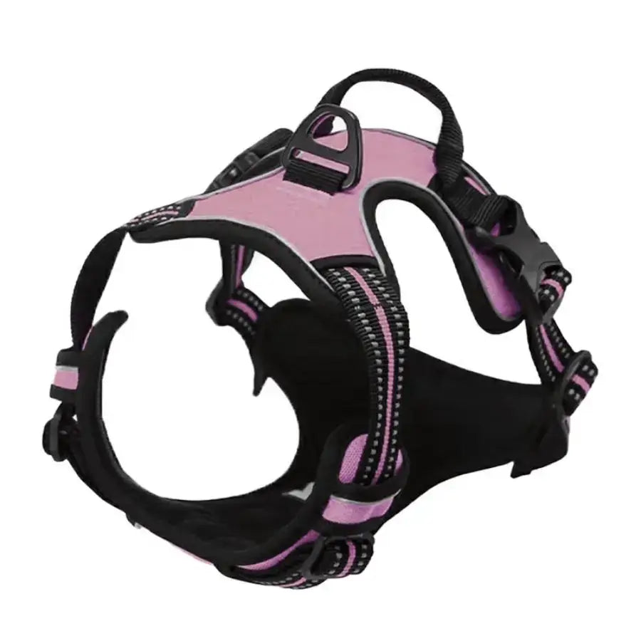 Pink no pull dog harness reflective nylon vest harness with handle and buckle for medium to large dogs