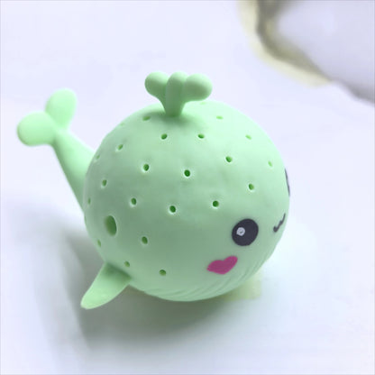 Green baby whale bath toys sponge water-absorbing squeezing stress relief toy for children, squishy summer swimming play