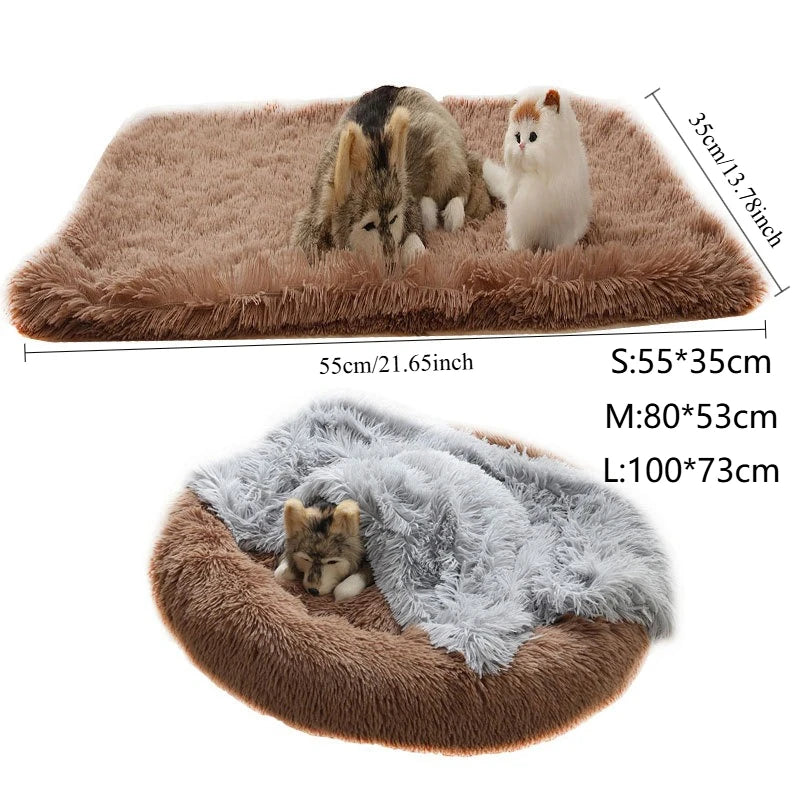 washable plush dog blanket mat soft fluffy pet sleeping bed for dogs and cats, warm kennel mat