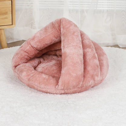 Pink washable plush dog bed for small dogs and cats, breathable hand-wash pet sofa, shipped from China Mainland