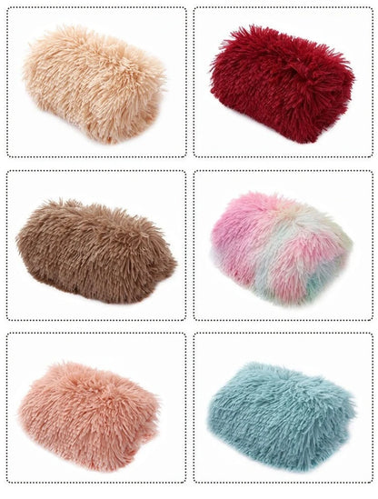 washable plush dog blanket mat for cozy pet sleeping bed, soft fluffy kennel mat in multiple colors
