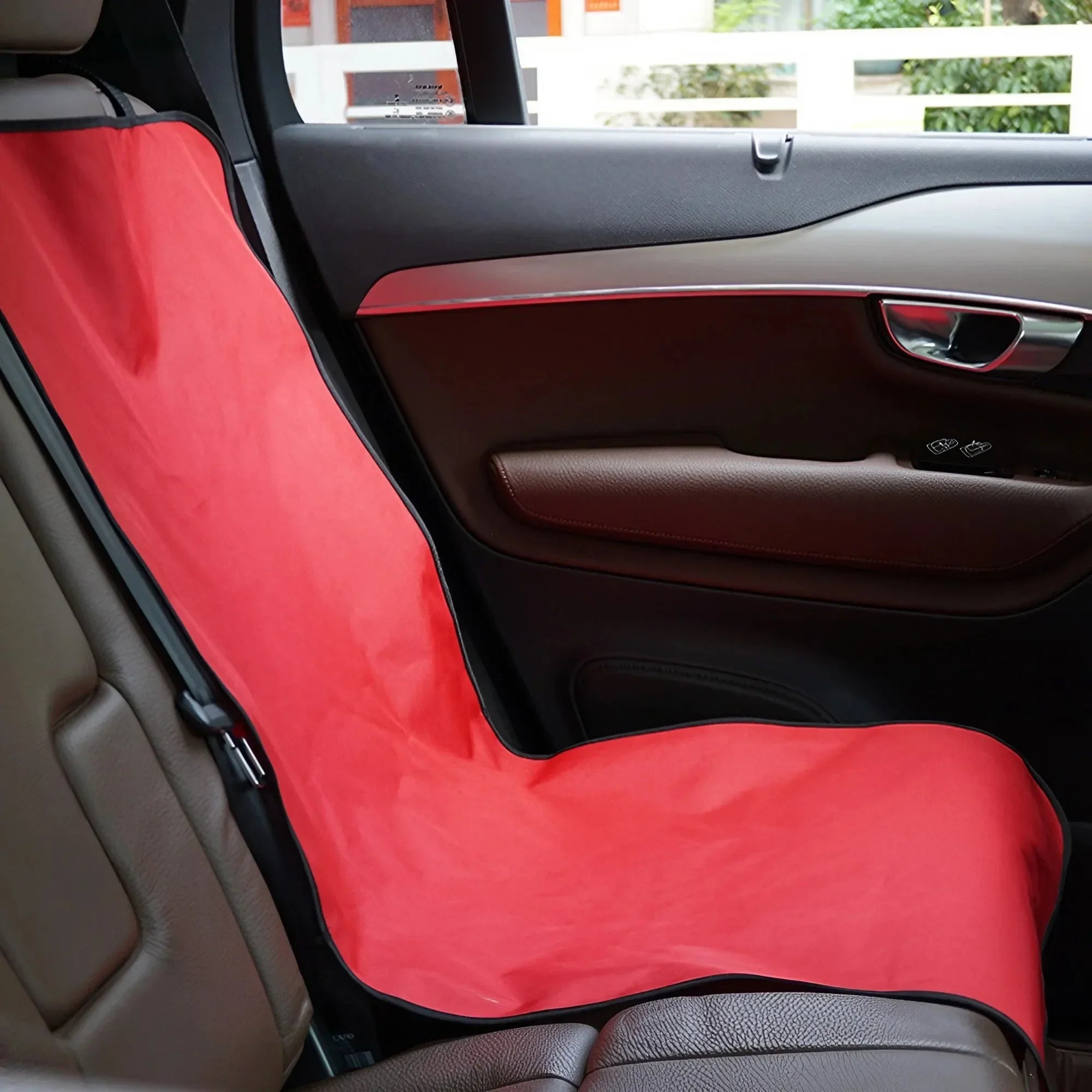 waterproof non-slip dog car seat cover for rear seat protection, red Oxford pet cushion for cars