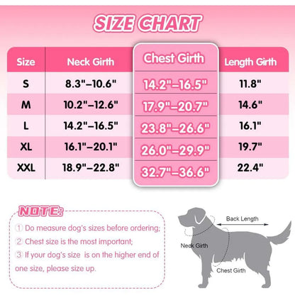 pet tuxedo outfit size chart for dog neck girth chest girth and length measurements