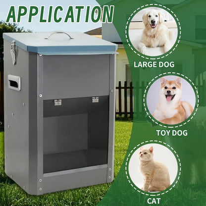 automatic dog feeder for large dogs, toy dogs, and cats, galvanized outdoor pet food dispenser