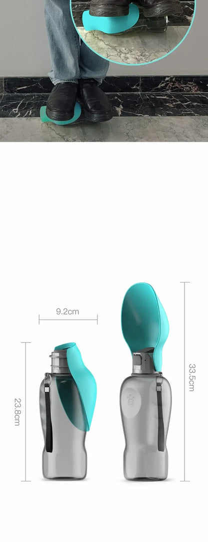 portable dog water bottle dispenser for large dogs, 800ml foldable travel pet drinking bowl