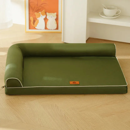 waterproof washable dog bed green Oxford fabric pet sofa cushion with removable cover, anti-slip, four-season
