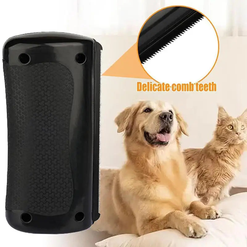 pet deshedding brush with delicate comb teeth for dog and cat grooming, ergonomic hair remover tool