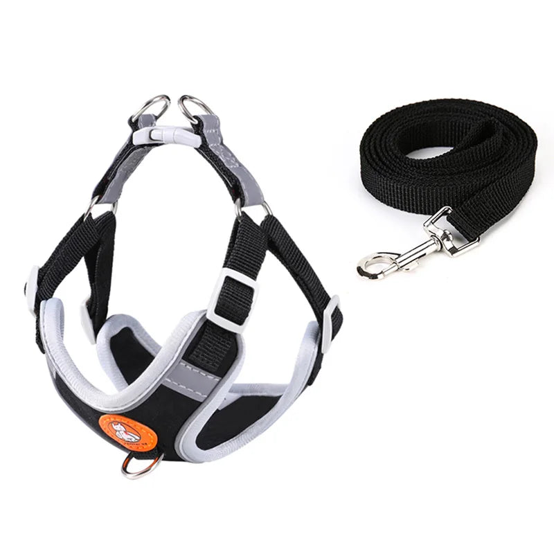 adjustable reflective dog vest harness black vest harness with leash for small to medium dogs