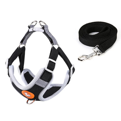 adjustable reflective dog vest harness black vest harness with leash for small to medium dogs