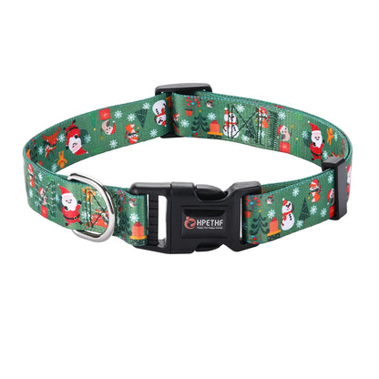 Printed Christmas Dog Collar Pet Collars Adjustable Dog Collars Strong and Durable for Medium Large Dog Collars Pet Accessories
