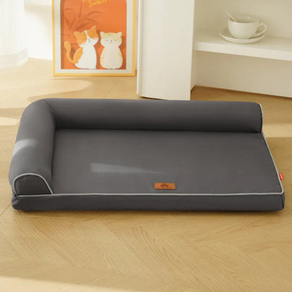 Grey waterproof washable dog bed with Oxford fabric, anti-slip pet sofa cushion for dogs, removable four-season sleeping kennel