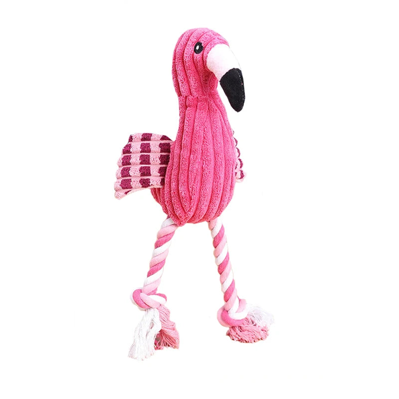 1PC Cute Flamingo Plush Dog Toys Funny Interactive Squeaky Chew Ropes Toys For Small Pets Teeth Cleaning Supplies