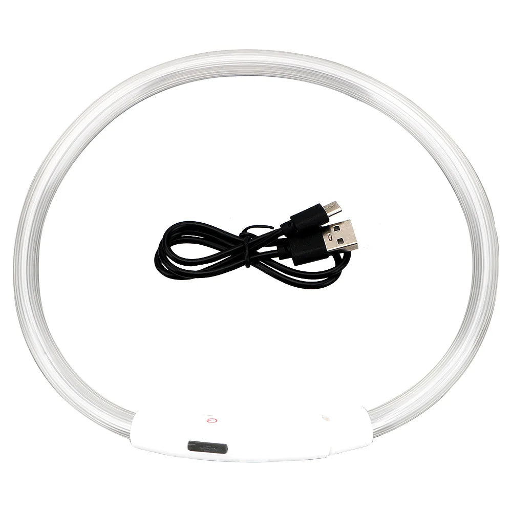 Led Usb Dog Collar Pet Dog Night Luminous Charge Collar Pet Accessorie with USB charging cable included.