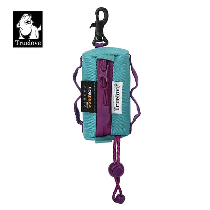 dog poop bag holder with carabiner, TrueLove Baltic nylon zipper dispenser for all dog leashes, durable compact poop bag holder