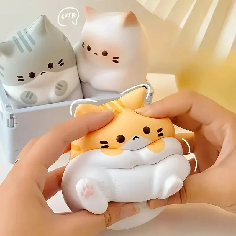 Cat squeeze toy soft PU slow rebound ball for kids and adults, adorable cartoon cat fidget gift, CE certified
