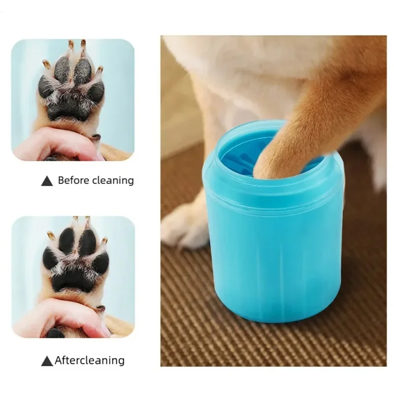 pet paw cleaner brush soft silicone portable dog paw washer with before and after cleaning results