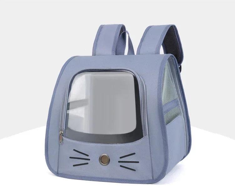 breathable pet carrier backpack for cats and small dogs, portable outdoor shoulder bag with zipper and mesh ventilation