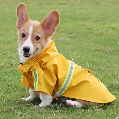 Large Dog Raincoat Corgi Cloak Style Puppy Waterproof Dog Clothes Reflective Pet Windproof Rainproof Hooded Raincoat for Dog.