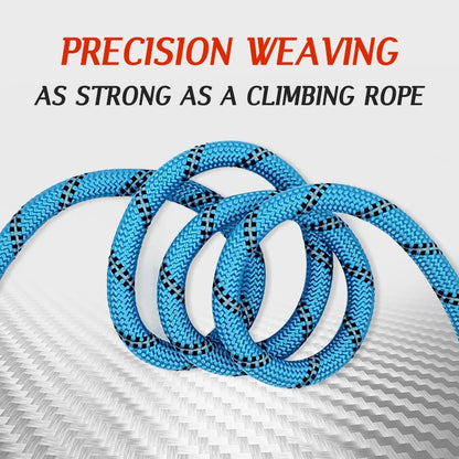 Durable blue precision-woven dog rope with black accents, strong pet accessory