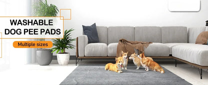 Washable dog pee pad for puppies on living room floor, super absorbent waterproof non-slip mat for crates and playpens