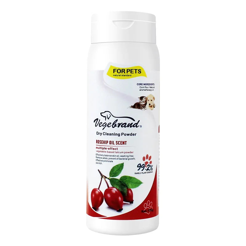 pet dry shampoo powder for dogs and s, waterless cleaning and odor elimination, plant-based pet bath powder