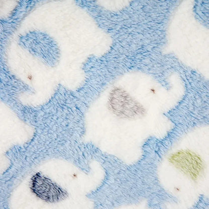 Blue elephant soft dog blanket with plush reversible pet bed mat for cats and puppies, 4-season cozy comfort
