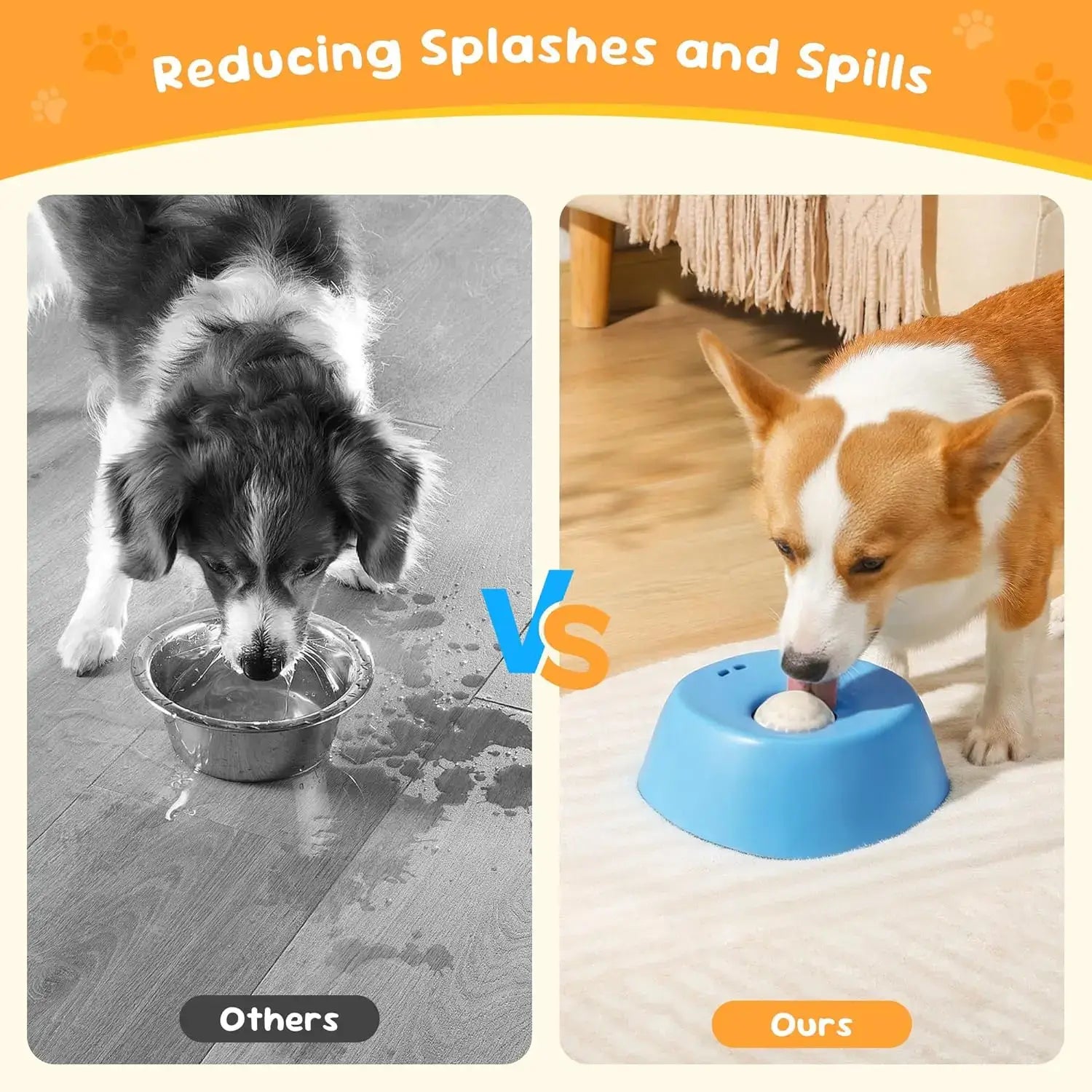 slow feeder dog bowl reduces splashes and spills, non-spill lick sphere puzzle feeder for dogs
