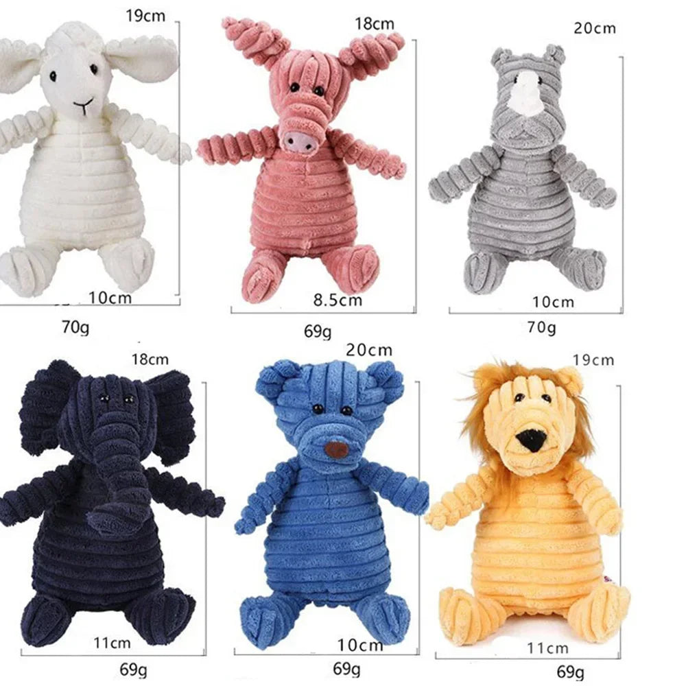 Plush squeaky dog toy corduroy animal shapes for small and large dogs, bite resistant training pet toy