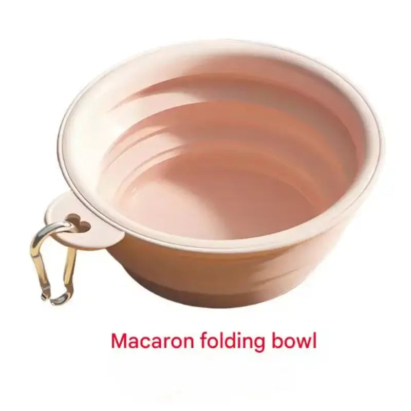 collapsible pet travel bowl for dogs and cats, portable 350ML silicone folding bowl with carabiner
