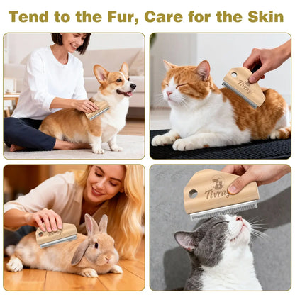 deshedding brush for dogs stainless steel and wood pet hair removal tool for dogs cats and horses