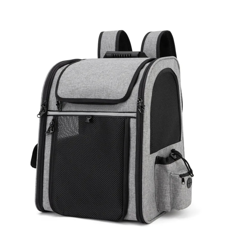 Pet Backpack Portable Breathable Outdoor Foldable Expandable Cat &amp; Dog Backpack Large Capacity Oxford Cloth Cat Carrying Bag