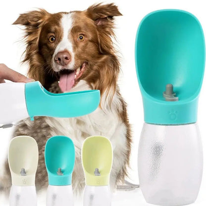 portable dog water bottle leakproof travel pet drinking bowl for dogs and cats, 300ml outdoor hydration